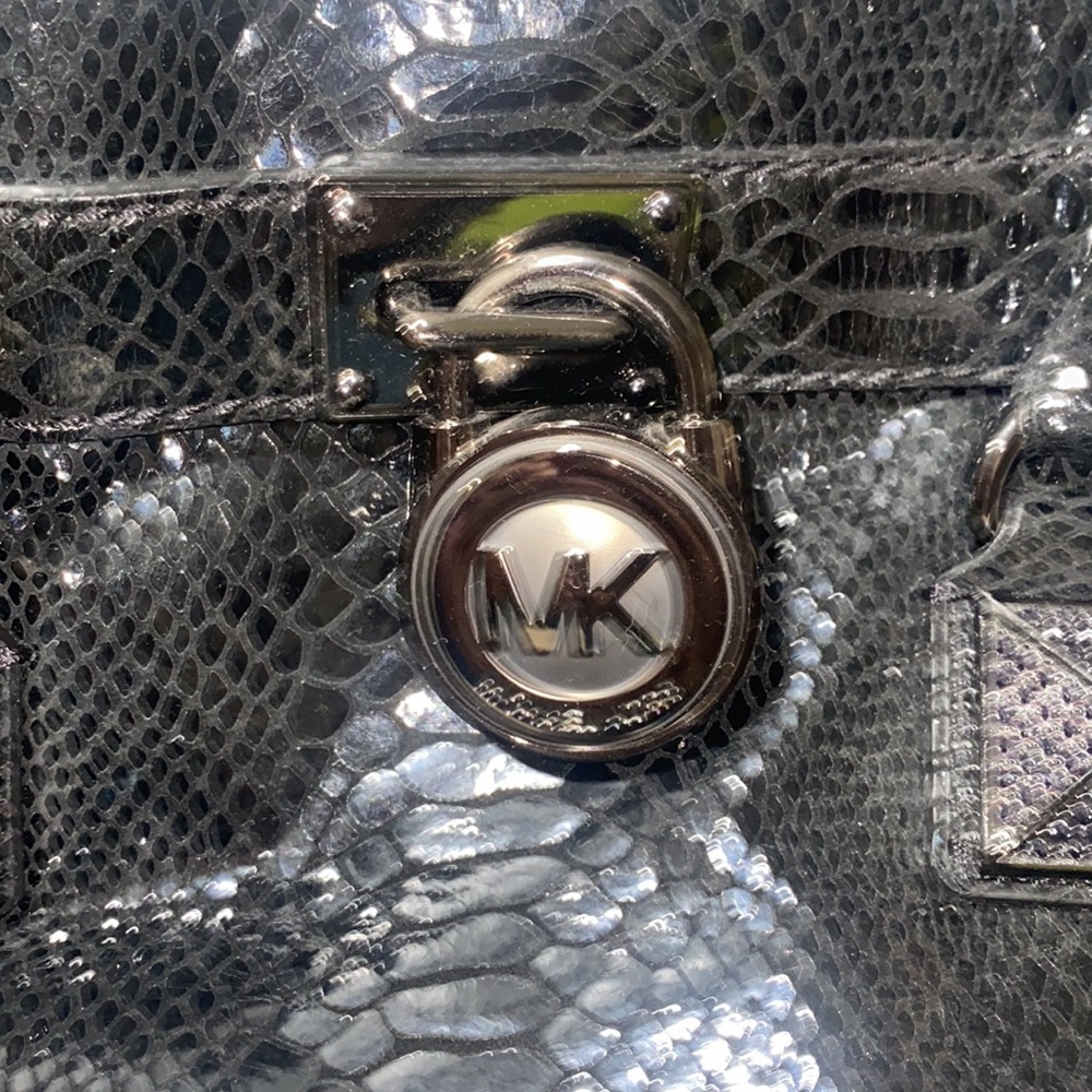 Michael Kors Python Leather Hamilton Handbag Blac… - image 3